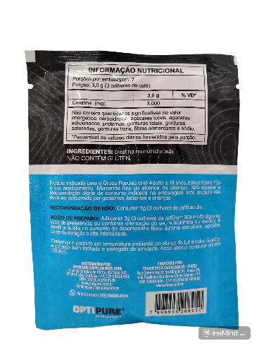 Kit com 10 Sachês Creatina Monohidratada Micronizada 200mesh Optipure 21g